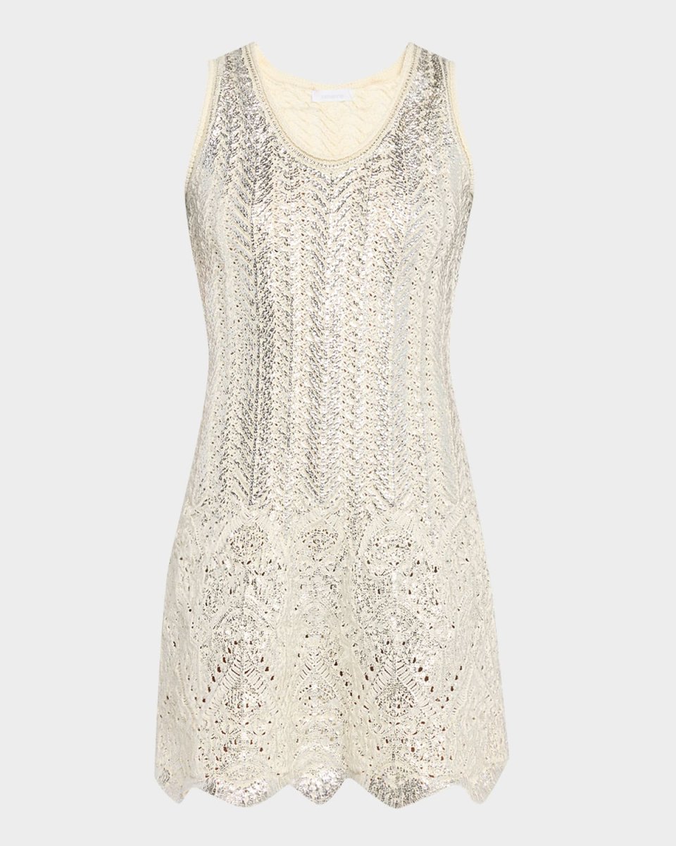 Metallic Knit Sleeveless Mini Dress